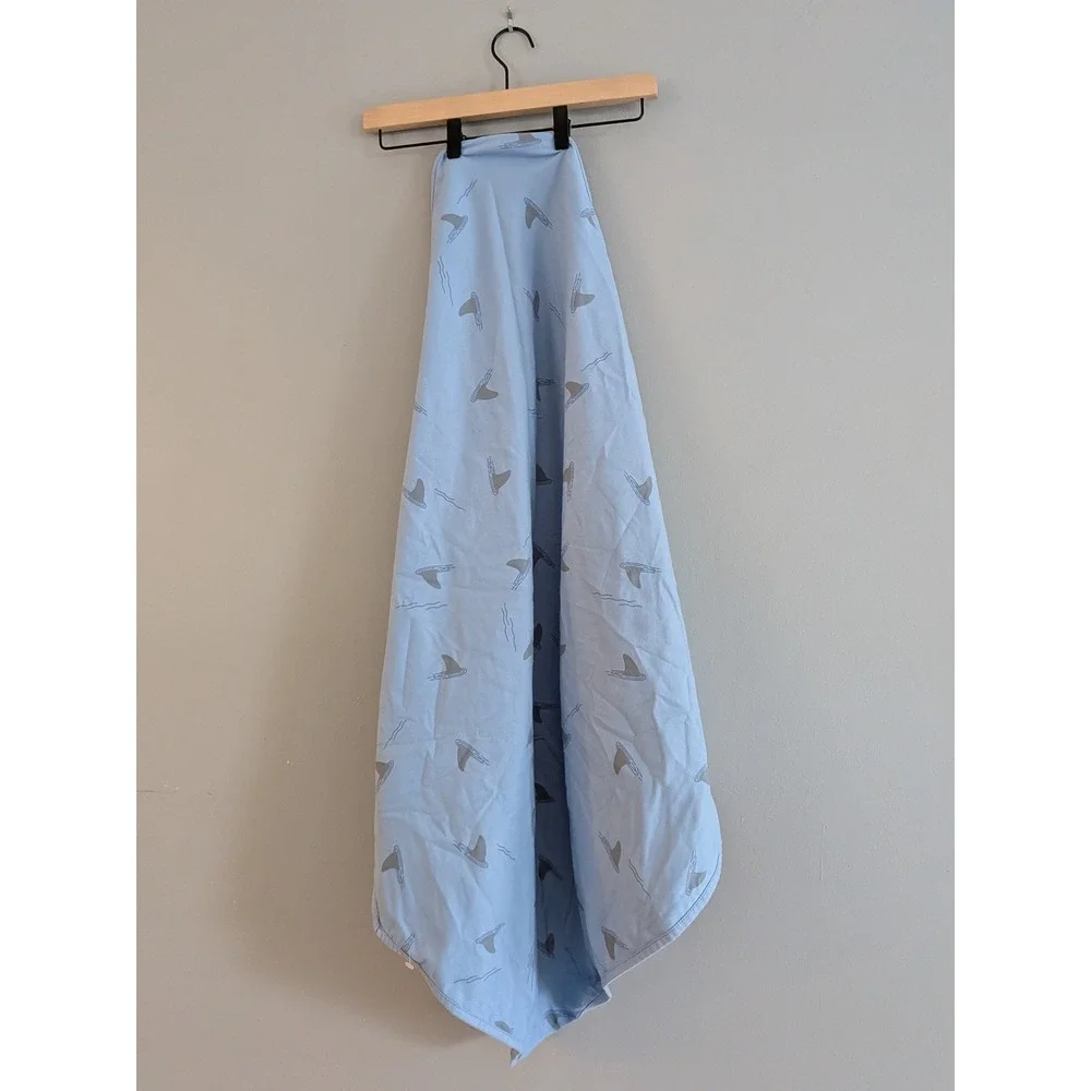 Norwex Beach Hooded Towel Blue‎ Shark Print Pool or Bath Quick Dry